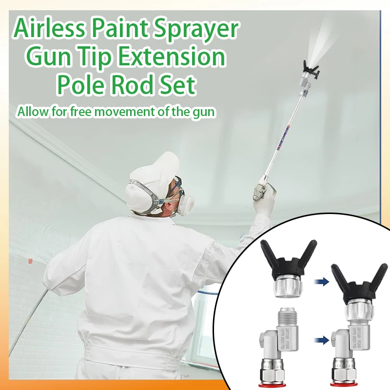 13-Piece Airless Paint Sprayer Nozzle Extension Rod Set, Home Renovation Airless Paint Sprayer Tool Accessories, (6 Black Nozzles with Gaskets + 2 Black Bases + 4 Silver Extension Rods + 1 Universal H image 6