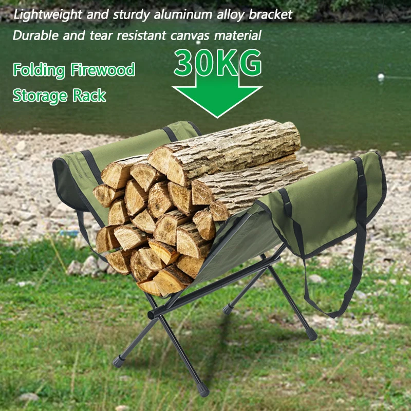 

Portable Folding Firewood Storage Rack Aluminum Alloy Firewood Rack Outdoor Camping Bonfire Burning Rack Storage Bag