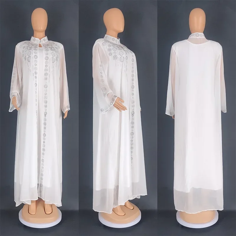 فساتين أفريقية للنساء Dashiki 2023 طقم مكون من قطعتين فستان ماكسي للربيع والصيف للسيدات ملابس أفريقية تقليدية عباية إسلامية