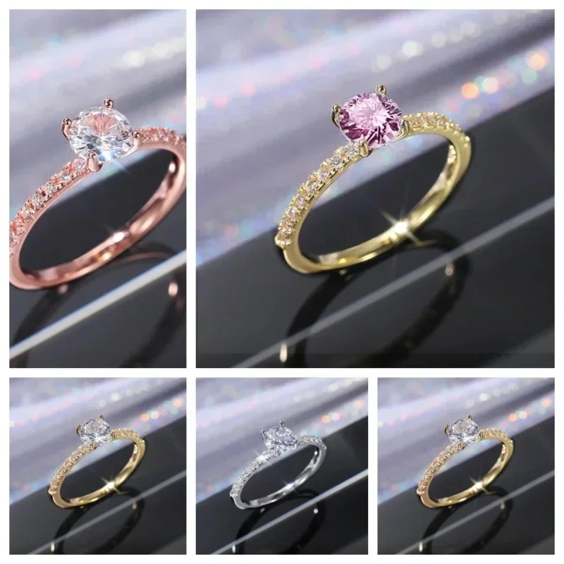 2026 New The Bride's Wedding Eternal Zircon Personalized Ring, High-end, Simple, Fashionable, Elegant, Attending Banquet Jewelry