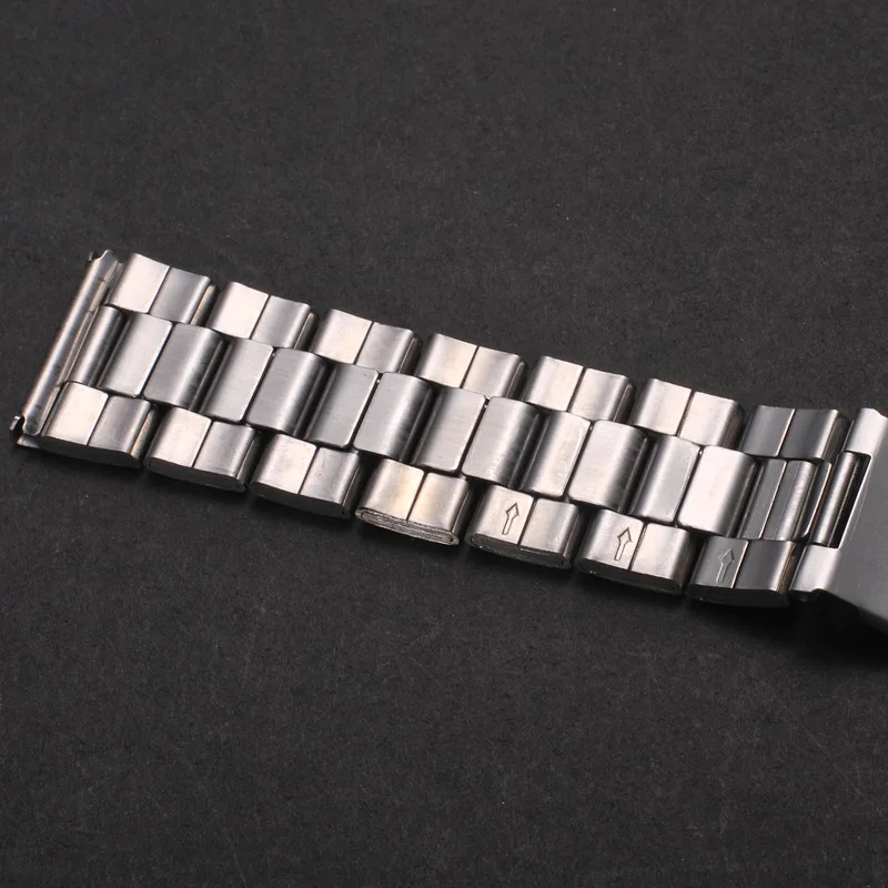 Watch Accessories Stainless Steel Wrapped Steel Strap Double Sided Folding Buckle Flat Steel Strap Men and Women Bracelet Strap