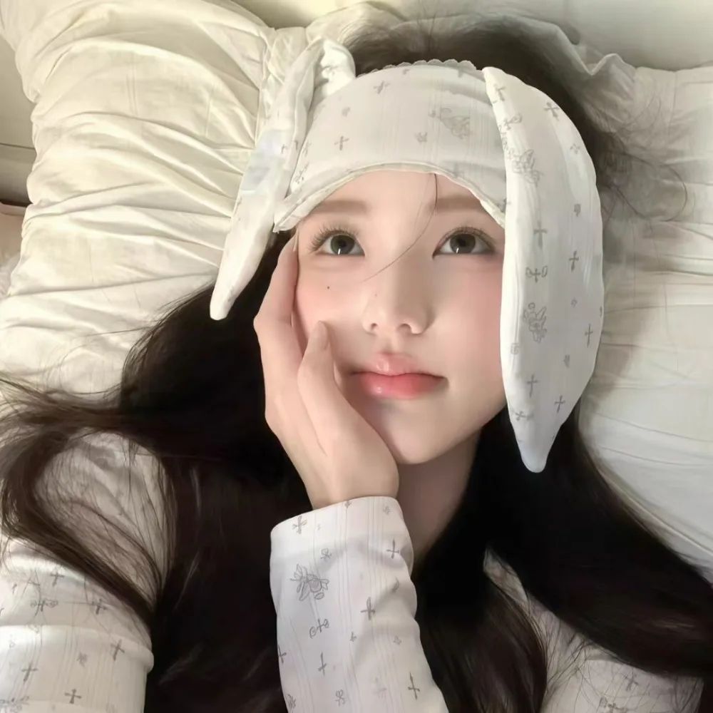 

Unique Stretchy Lop Ear Rabbit Headband Cartoon Soft Bunnies Eye Shade Kawaii Sweet Rabbit Blindfold Wash Face