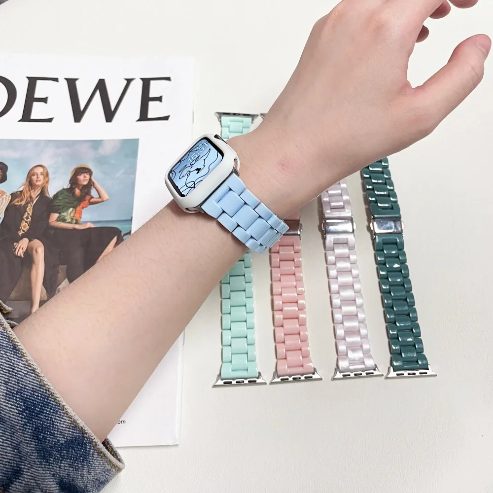 Resin 3-Link Strap For Apple Watch Series 11 10 9 8 7 6 5 SE Ultra Fits 49-38mm Colorful Breathable Comfort Men Women