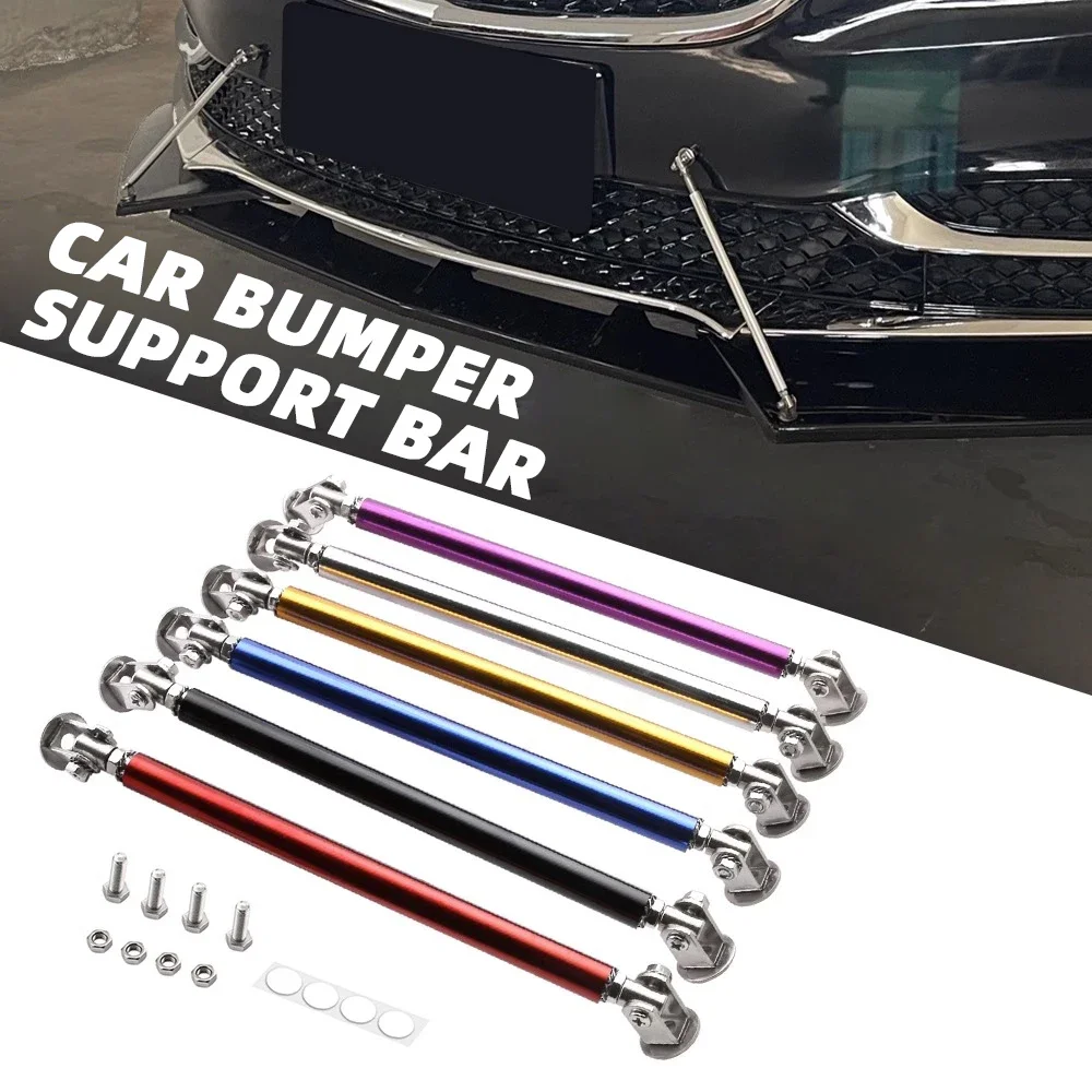 Barra divisória universal de carro de 200mm, kit de haste de suporte de lábio de para-choque dianteiro de aço inoxidável ajustável para corrida, economia de furos de perfuração