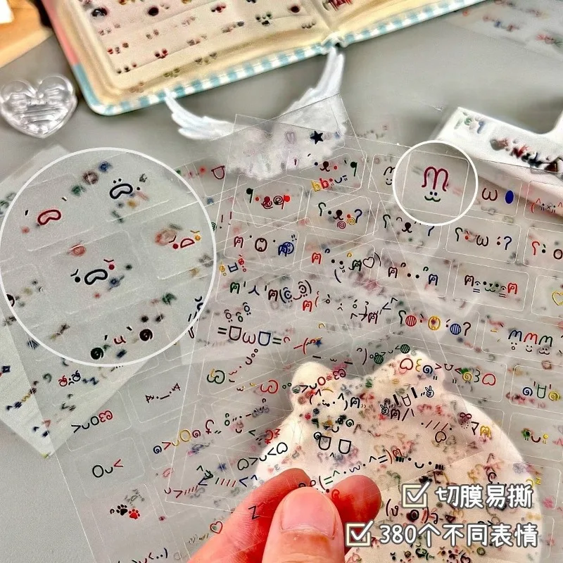 

New Colorful Expression Stickers Aesthetic Kawaii Cartoon Face Decals for Journal DIY Cute Doodle Labels for Scrapbooking