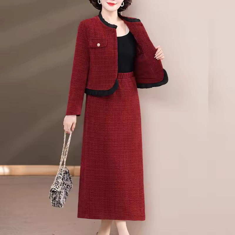 빨간색 웨딩드레스 세트 착용샷