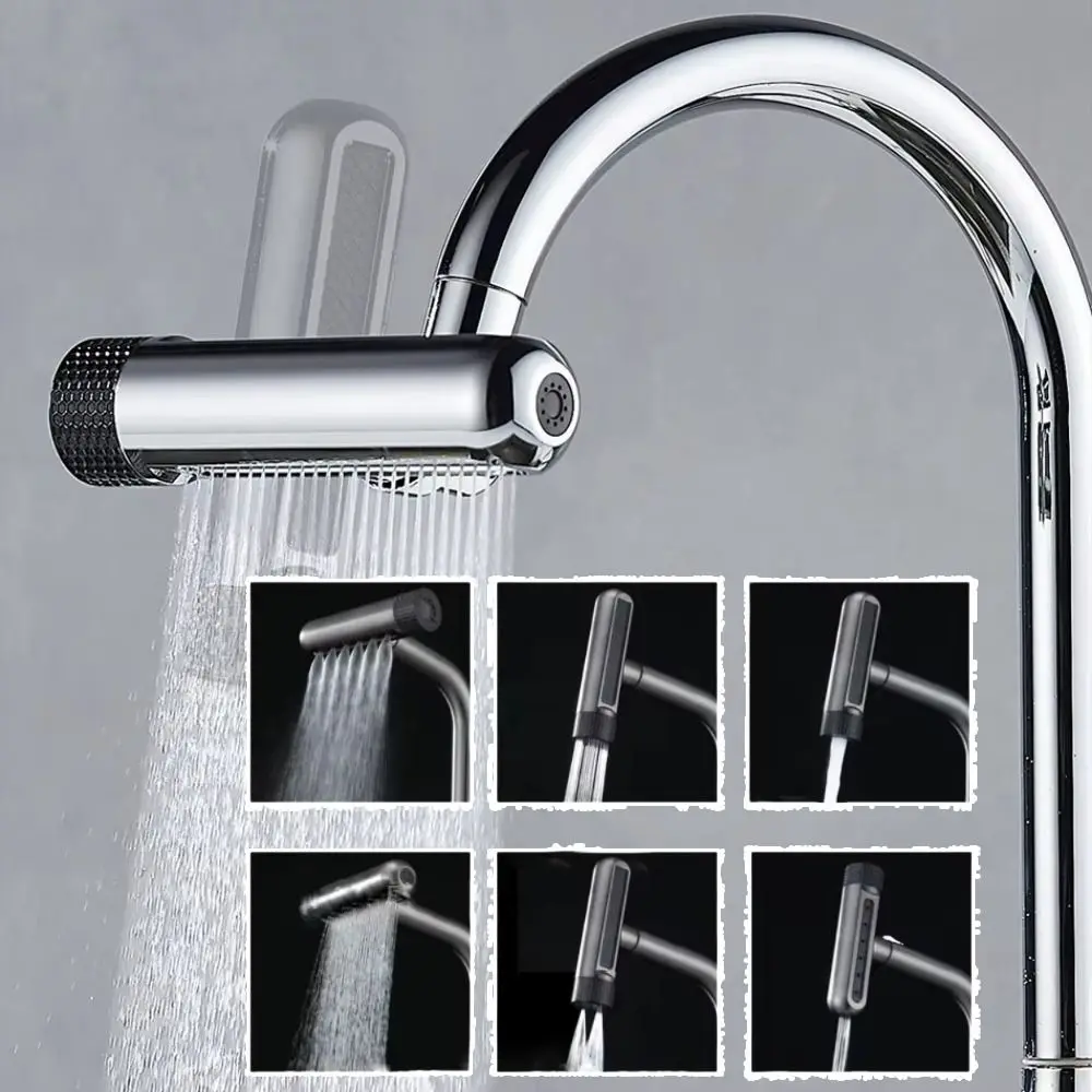 

6 Modes Kitchen Splash Proof Faucet 360° Rotating Water Saving Water Tap Extender Multi-functional Stainless Steel