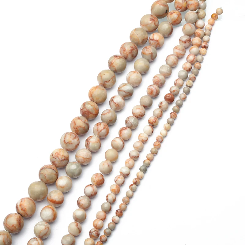 Glatte rote Netzwerk-Natursteinperlen, rund, lose Spacer-Perlen für die Schmuckherstellung, DIY-Armband, Halskette, Ohrring-Zubehör – Detail 4
