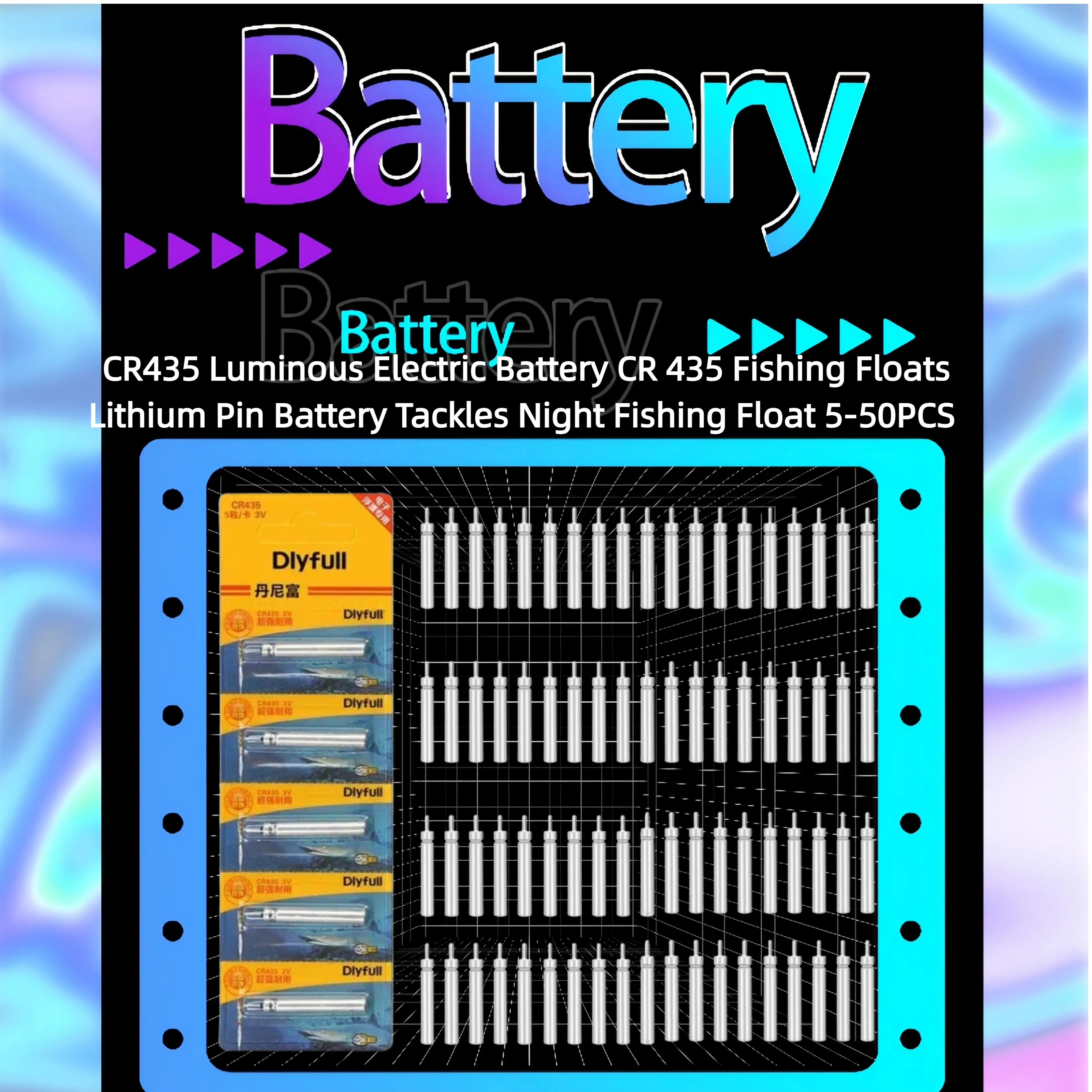 

CR435 Luminous Electric Battery CR 435 Fishing Floats Lithium Pin Battery Tackles Night Fishing Float 5-50PCS
