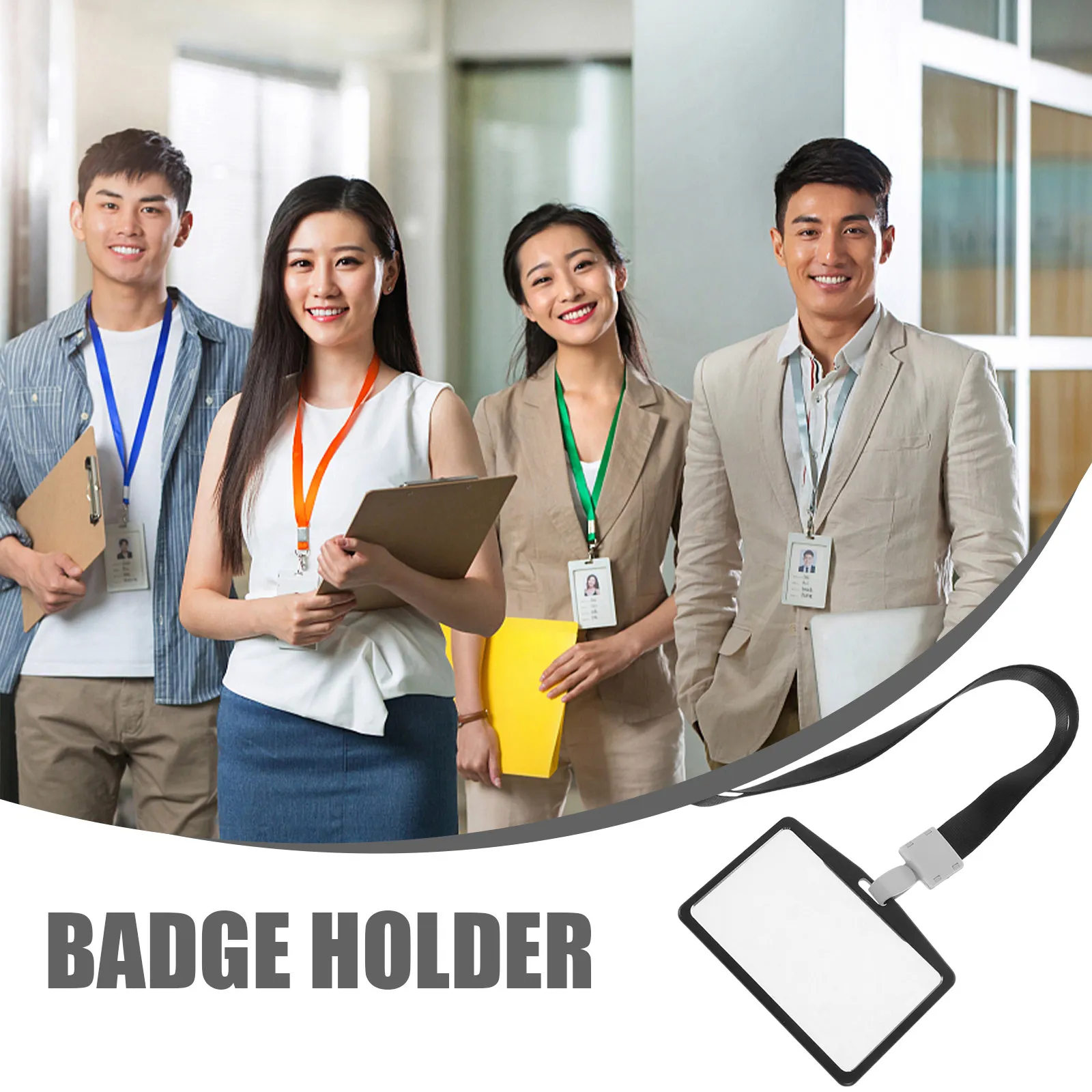 Aluminum Alloy ID Badge Holder with Lanyard Secure Card Cover for Office School Nurses Students Multipurpose