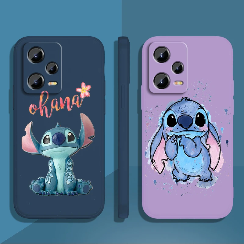 Stitch Lilo Cute Cartoon Disney Liquid Rope For Xiaomi Redmi Note 13 12 12S 12R 11 11T 11S 10 10S 9 Pro Plus 5G Soft Phone Case