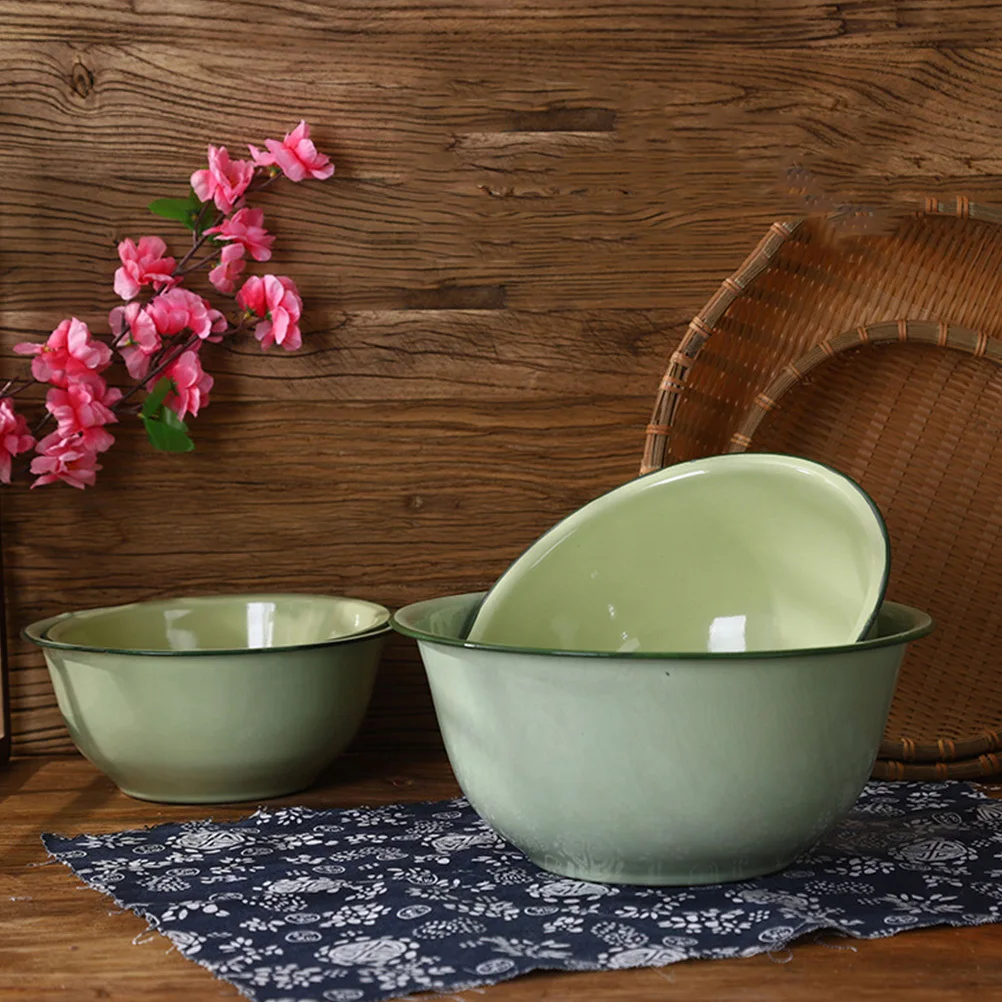 

4 Pcs Enamel Egg Mixing Bowl Farmhouse Enamelware Kitchen Retro Old Fashioned Vintage Bowls Enameled