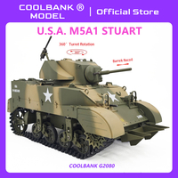 CoolBank 1/16 RC tank plastic USA stuart model G2080 two-color camouflage barrel recoil combat outdoor toys for boys