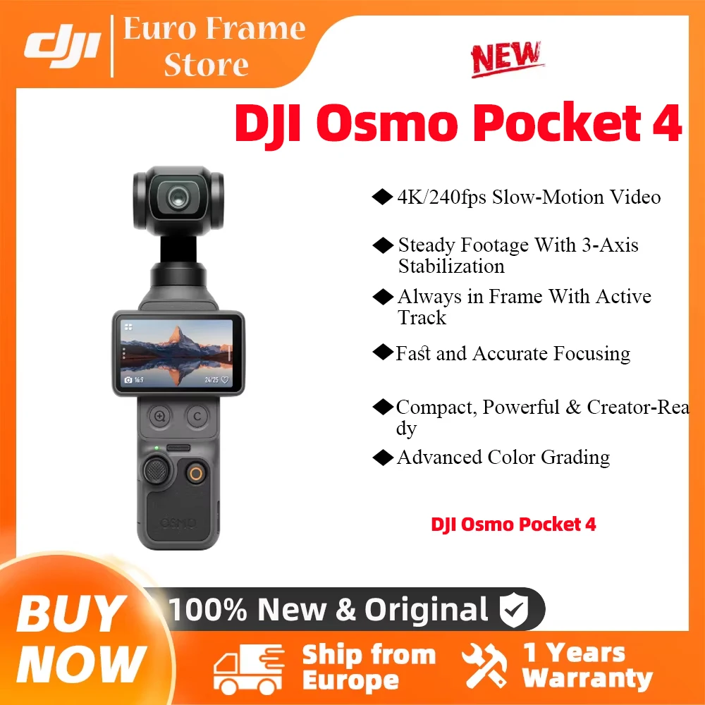 Envío desde la UE, DJI Osmo Pocket 4, Cámara Gimbal de Bolsillo con CMOS de 1″, Rango Dinámico de 14 Stops, D-Log de 10 Bits, Nuevo ActiveTrack Pocket 4 7