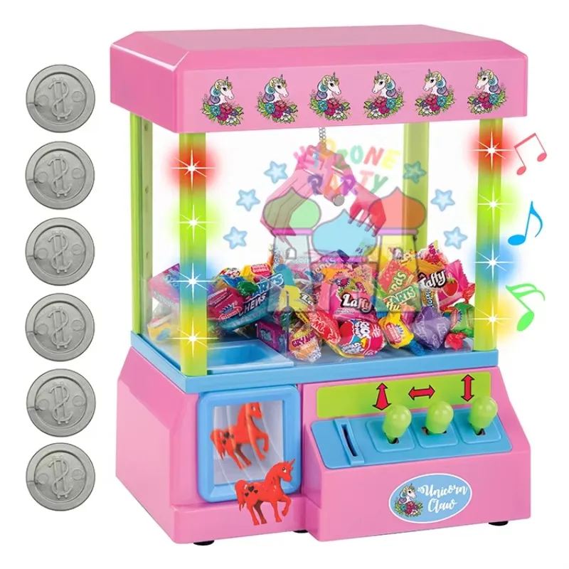 

STLF Wholesale Personalized Birthday Mini Candy Grabber unicorn Claw Machine Arcade Game with Lights and Sound