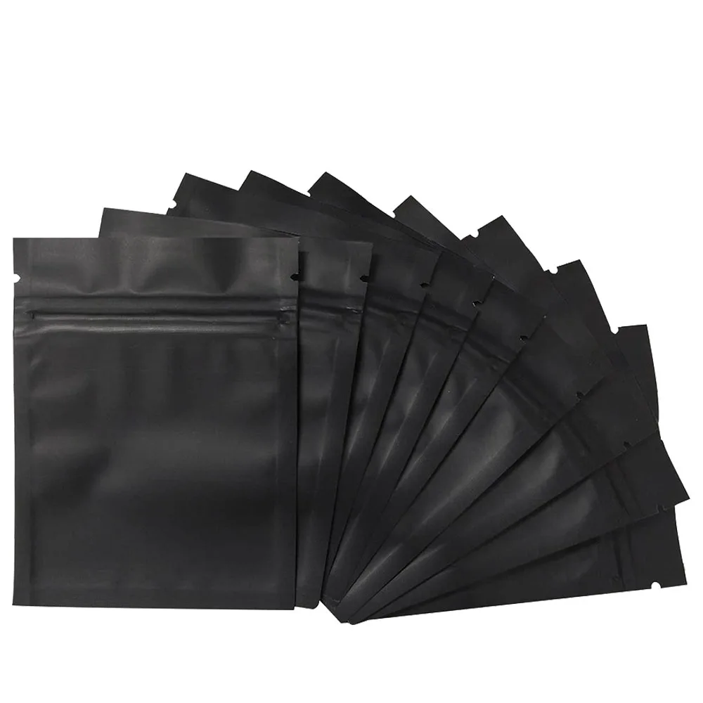 100 Pack Smell Proof Bags - 3 x 4 Inch Resealable Mylar Bags Foil Pouch Bag Flat Zipper Closure Bag Matte Black