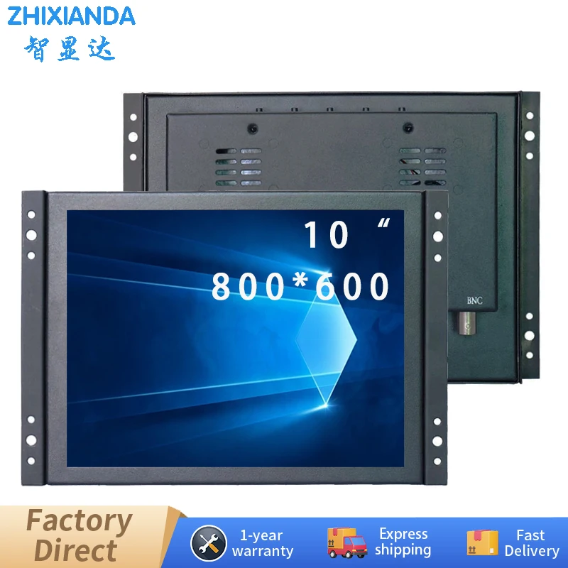 Zhixianda 10 Inch 4:3 Display Touch Screen Open Frame Monitor For Industrial Automation Equipment With AV BNC VGA HDMI USB Input