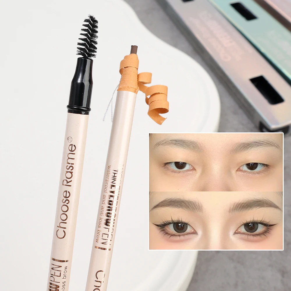 Non-Smudged Eyebrow Pencil with Brush Long-lasting Hard Core Pull Line Fog Eye Brow Pen Waterproof Eyebrows Enhancer Dye Makeup