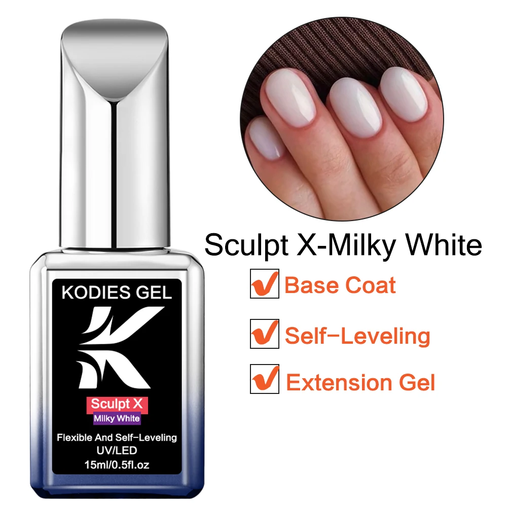 كوديس جل منشئ جل الأظافر في زجاجة حليبي أبيض نحت الأشعة فوق البنفسجية طلاء الأظافر تمديد مانيكير هلام اللون البناء Gellak الفن