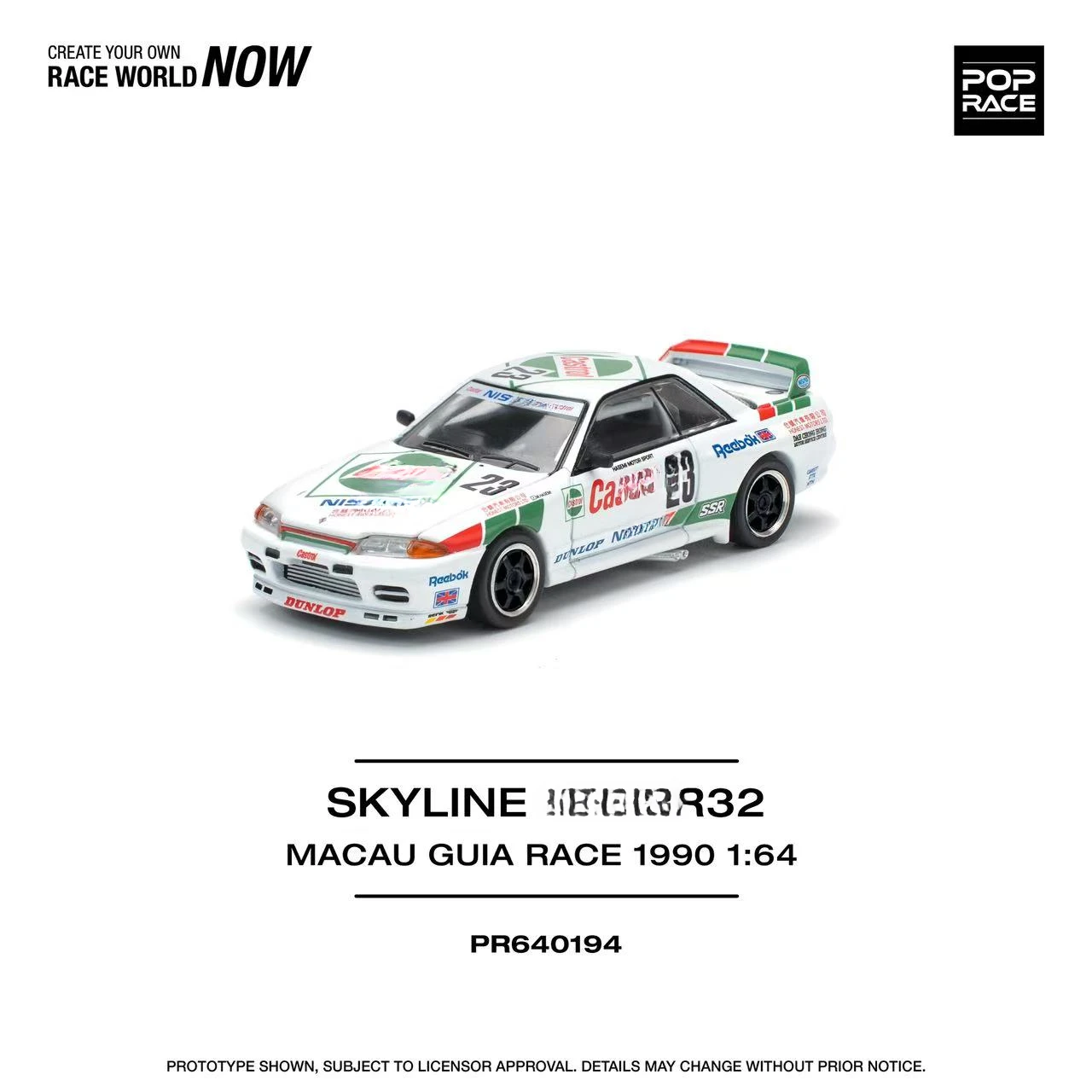 **Pre-order **Pop Race 1:64 R32 MACAU GUIA RACE 1990 WINNER Diecast Model Car