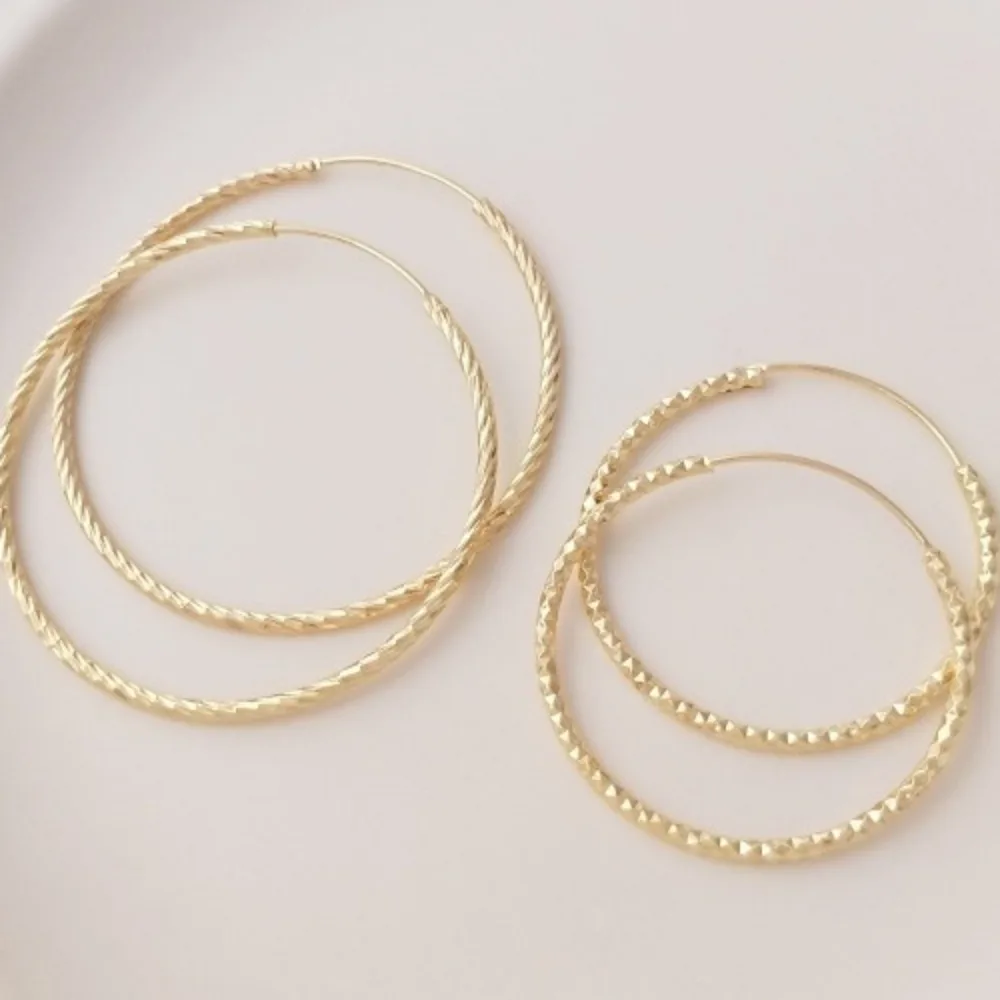 

Fashion Light Luxury Trendy Big Earrings 14K Gold Color Faceted Earrings Simple Temperament Cold Wind Ear Jewelry