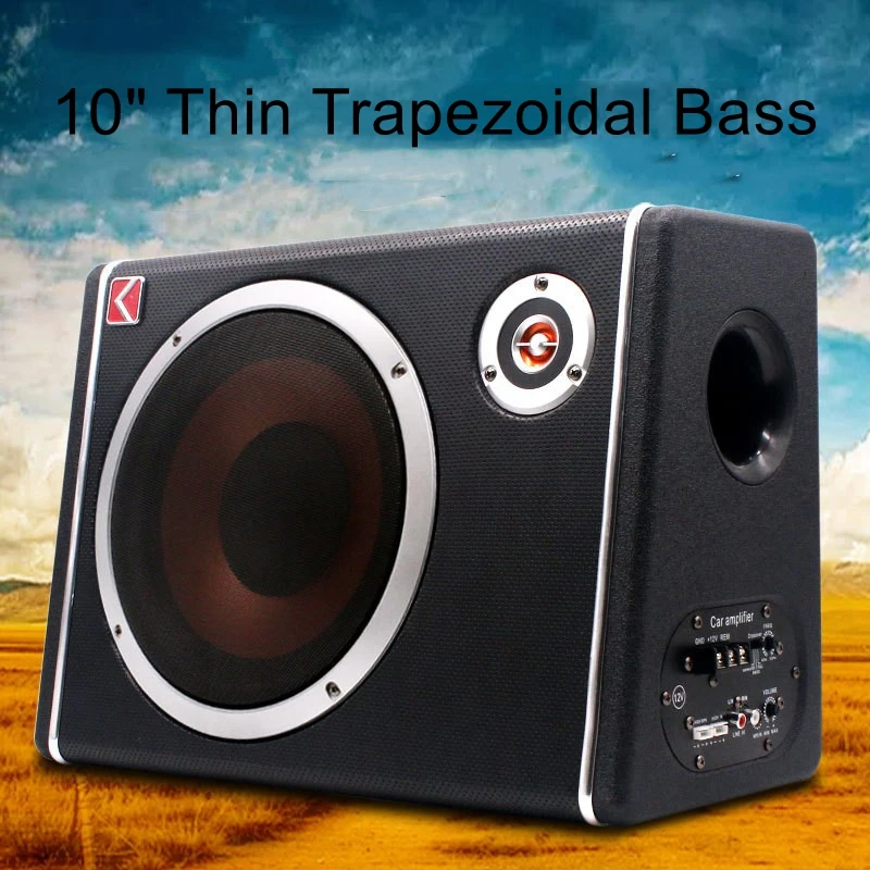 10 Inch Trapezoidal Ultra‑Thin Active Car Subwoofer 12V Car Audio Modified Speaker With Built‑in Tweeter