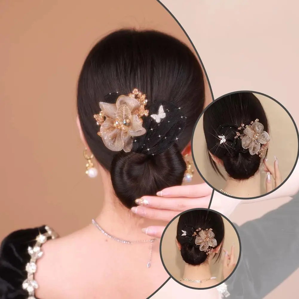 

Vintage Flower Disk Hair Artifact Hair Bun Maker Ponytail Tools Girls Scrunchies Women Hair Accessories Styling Holder Hair F0S7