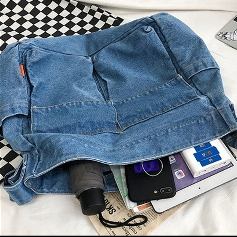 Preppy Stijl Denim Doek Messenger Tassen Voor Vrouwen Luxe Designer Portemonnees 2023 Nieuw In Meerdere Zakken Grote Schouder