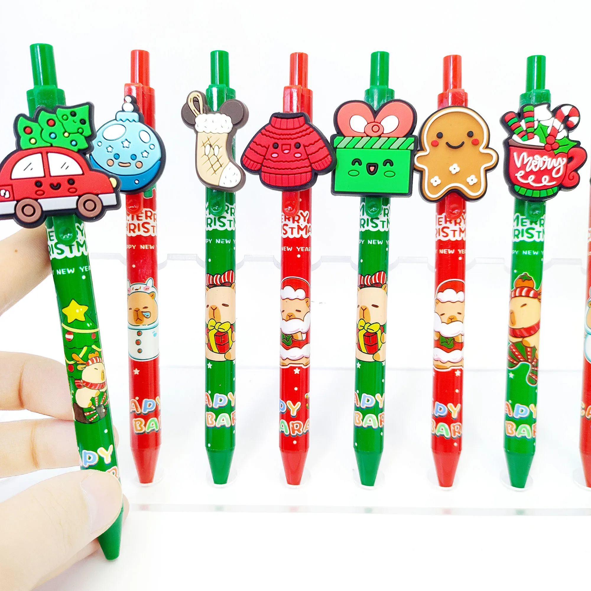 

10pcs/20pcs Creative Christmas Pattern Press Pen Christmas Styling Press Pen Christmas Party Gift Stationery.