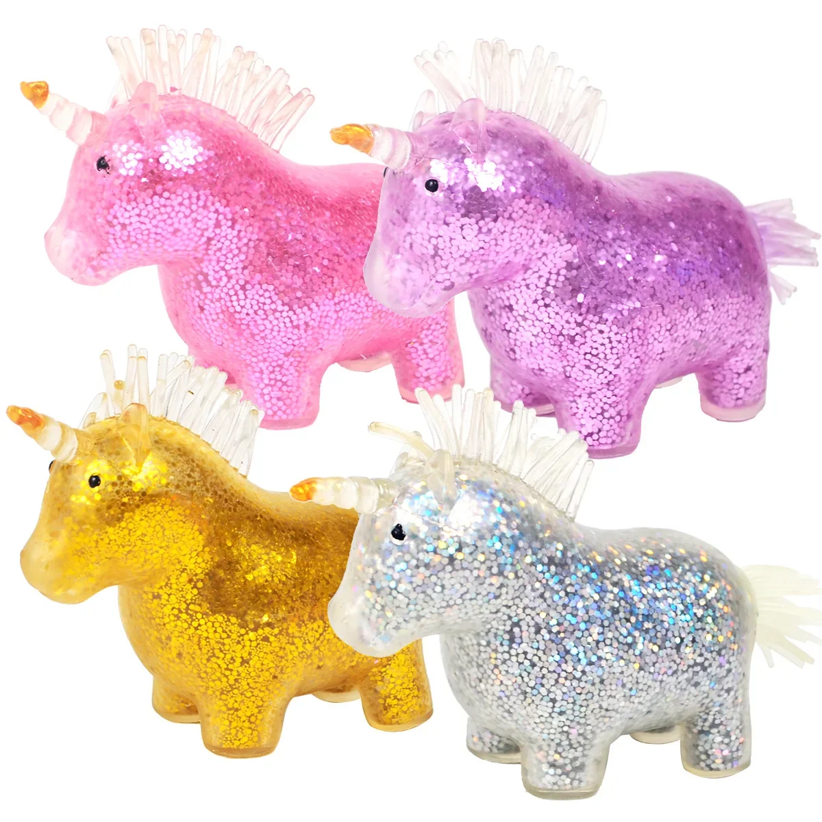 Bolas luminosas de unicornio para adultos y niños, juguetes para apretar, alivio del estrés, Fidget, Squishy, Kawaii, alivio del estrés