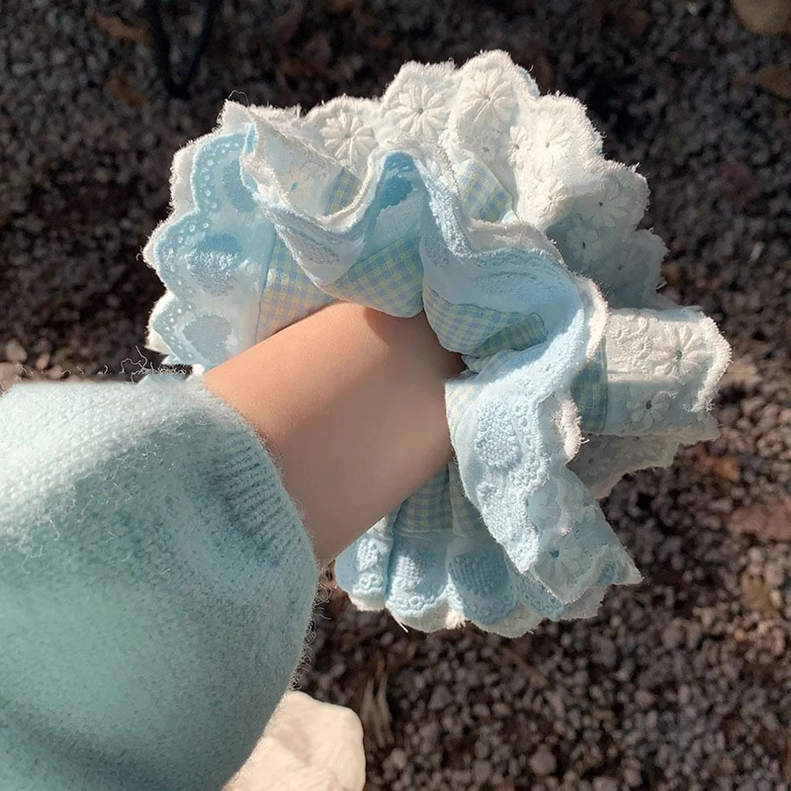 Süßes Spitzen-Stirnband für Mädchen, Pferdeschwanzhalter, Haarringe, die das Haar nicht verletzen, spurlose Haarseile für Mädchen, Haar-Accessoires, Stirnband – Detail 4