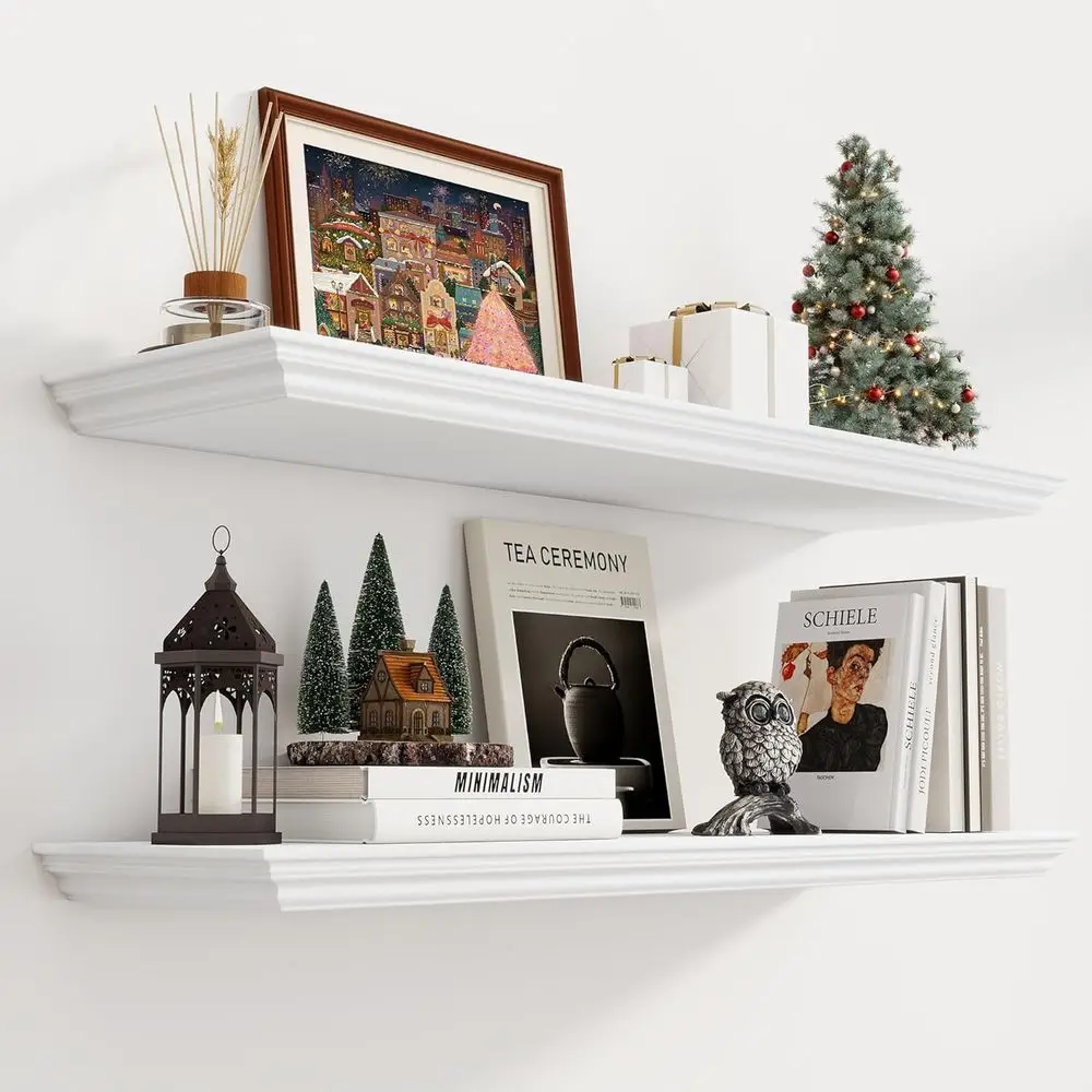 

Floating Shelves 36 Inch Long, 9.3 Inch Deep Classic Crown Molding Floating Shelves for Wall, Rustic Wooden Shelves for Wall Dec