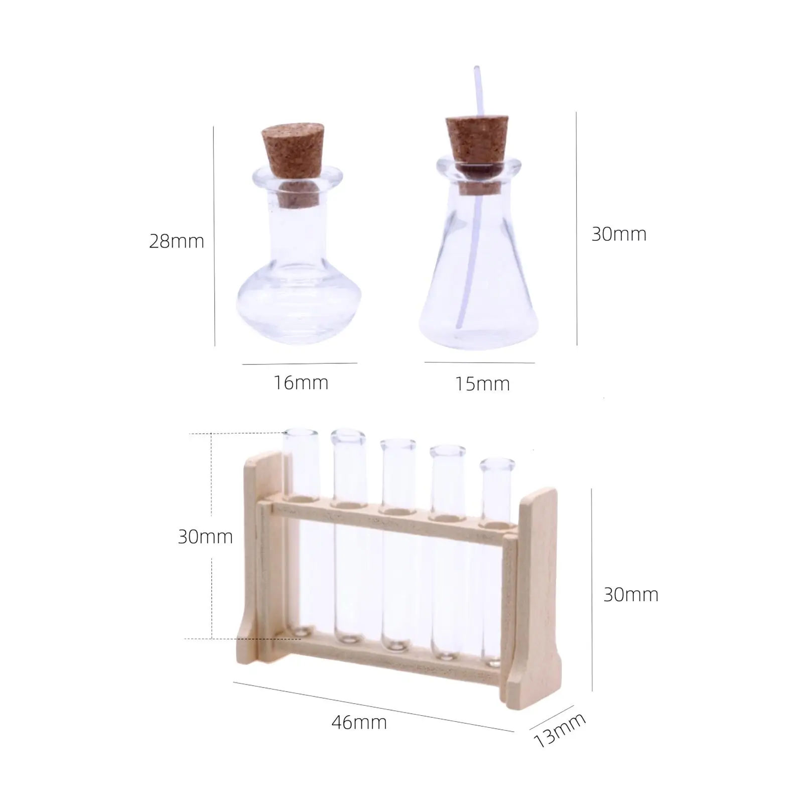 2x Miniature Glass Test Tube Collection for Dollhouse Science Experiments