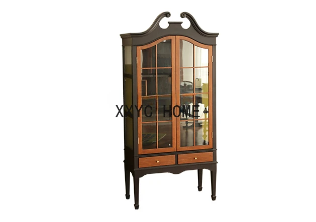 Nanyang Retro Style Wine Cabinet Solid Wood Republic of China Haipai Bookcase Display Cabinet Wall Cabinet Simple