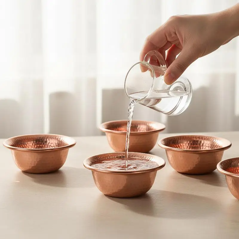Ensemble de 3 bols de prière en cuivre rouge, bols d'offrande martelés pour autel, fabriqués à la main, 6 cm, 8 cm, 10 cm, pour méditation, encens, décoration intérieure, cadeau