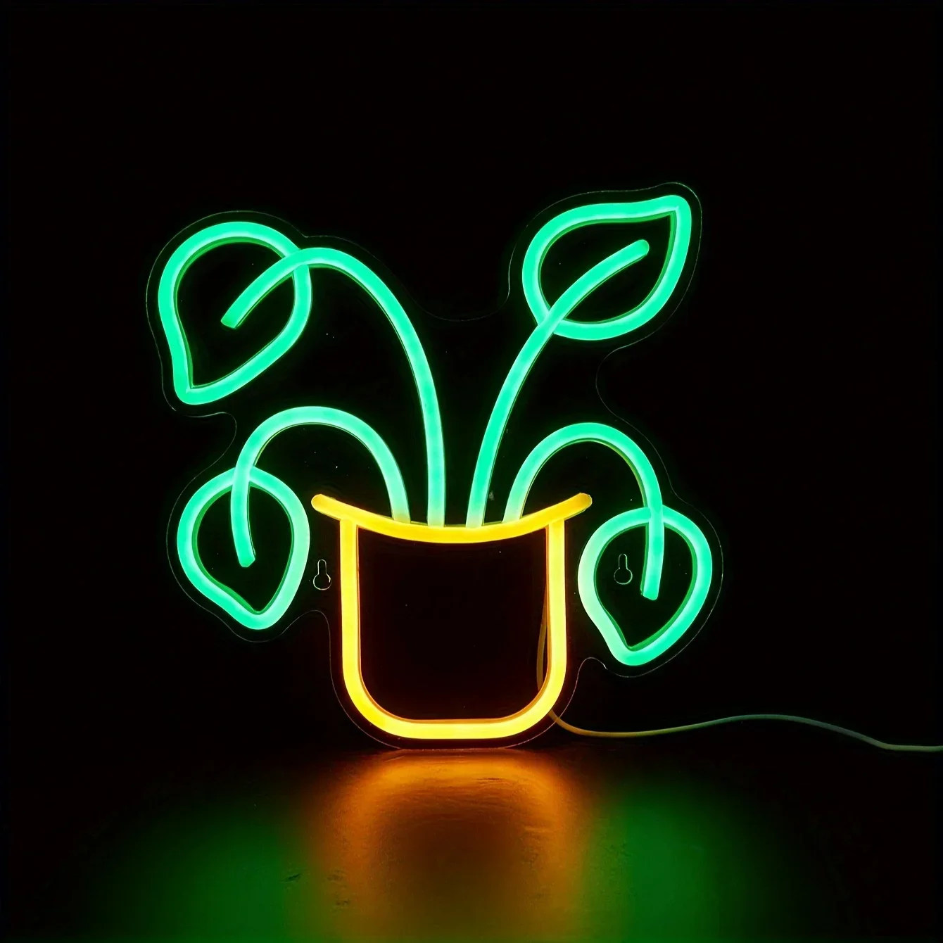 Potted Four Leaf Grass LED Neon Sign, For Wall Decor Light Up Signs USB Powered Light, For Bedroom Room Wedding Party Decoration