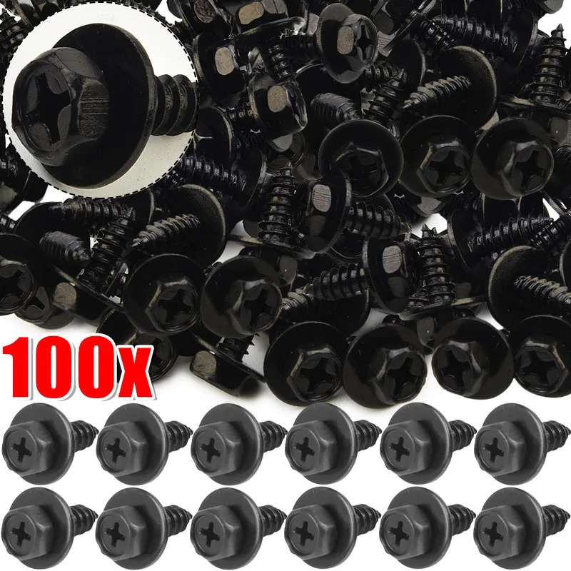 Car Bumper Fender Fastener Clip Hex Head Self Tapping Screws Universal Car Fender Splash Seal Guards Rivet Clip Screws Fasteners