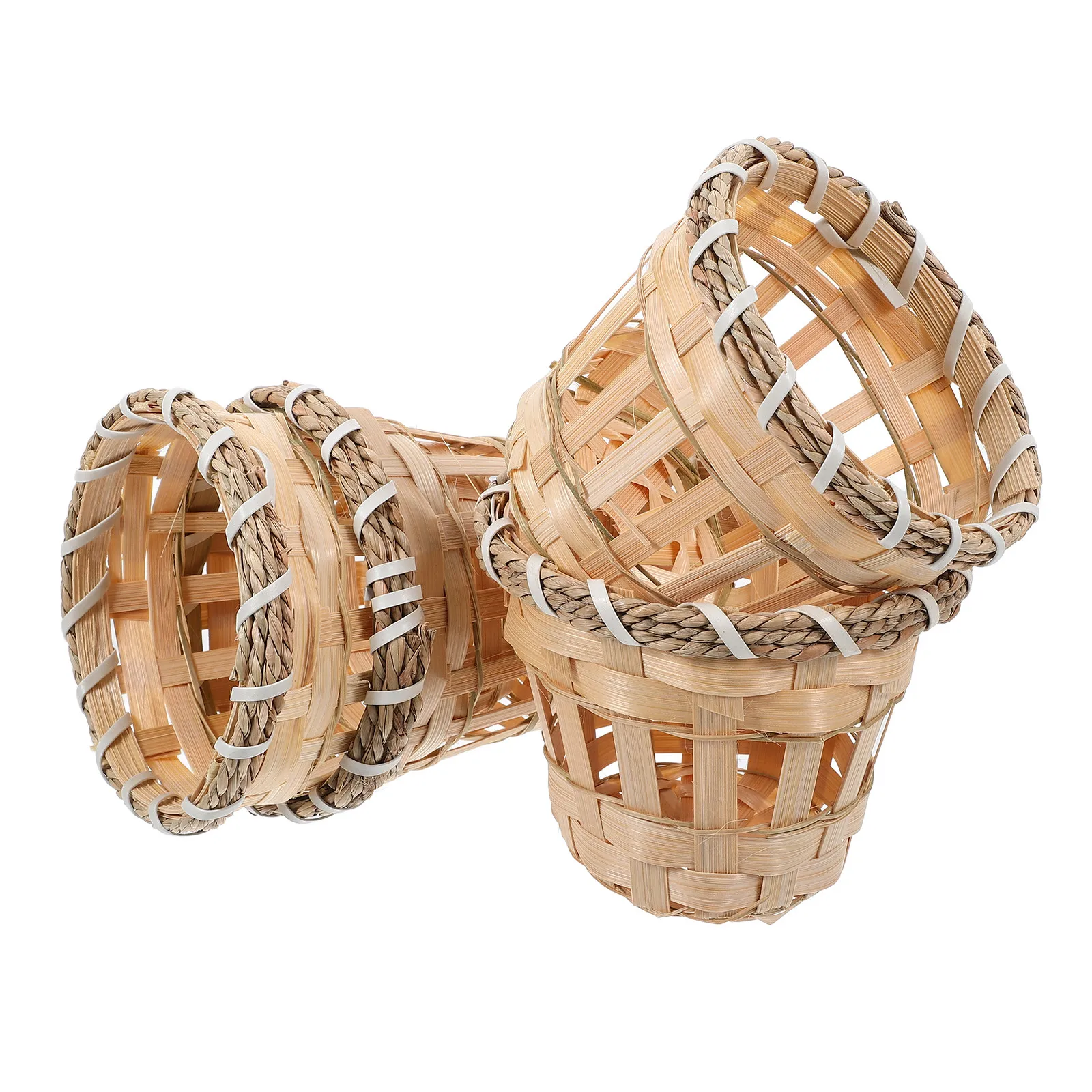 

Набор из 4 плетеных бамбуковых абажуров для мини-ламп, заготовки для рукоделия, компактные чехлы для настольных ламп, натуральный декор