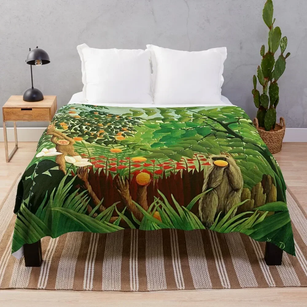 Henri Rousseau - Exotic Landscape Throw Blanket warm for winter Kid'S for winter Blankets