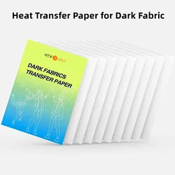 HTVRONT 10 Sheets 8.5x11in Heat Transfer Paper For Dark Fabric Cotton T-Shirt DIY Iron On Printable Heat Transfer Vinyls