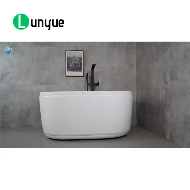 Small Free Standing Bathtub Clear Acrylic Deep Soaking Tub Indoor Bathroom Fixture Modern Design Easy Installation Space