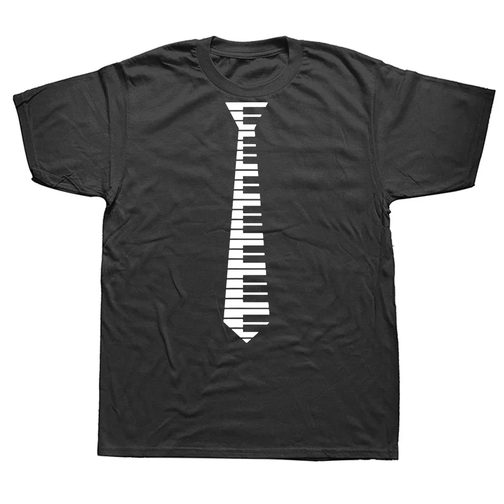 Fun Piano Key Pattern T-shirt, Piano Keyboard Music Player, Summer Print Casual Wear, Birthday Gift T-shirt, Women's Clothing