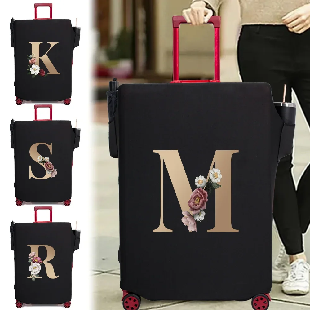 Luggage Cover Stretch Fabric Suitcase Protector Baggage Case Suitcase Case Print Gold Image Series Travel Organizer for18-32Inch