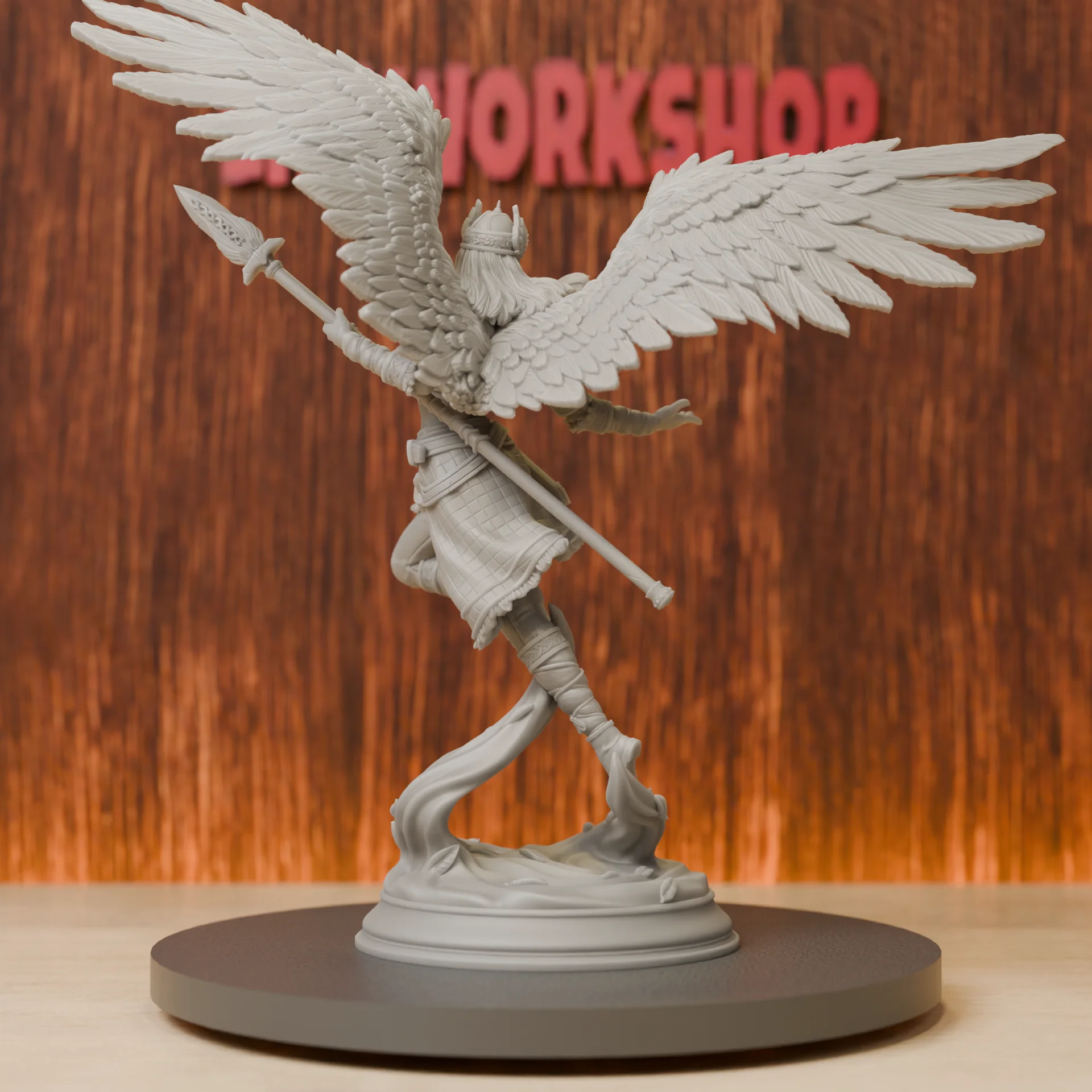 Valkyrie Warriors with Spear Miniatures | 28mm-75mm | Resin 3D Printed DND Pathfinder Mini | Unpainted Grey