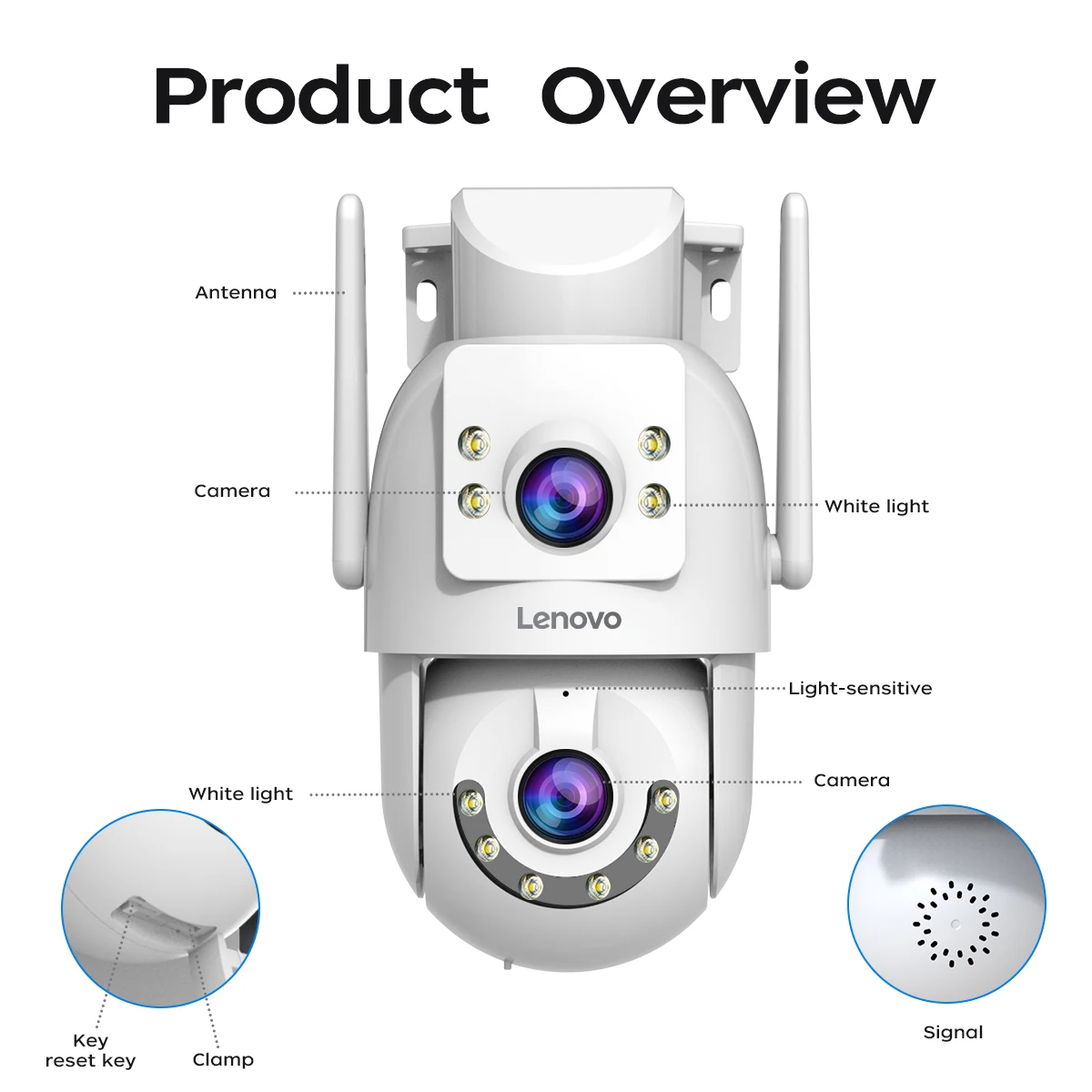 Lenovo 4K WiFi Überwachungskamera 5G Wifi Outdoor Dual Lens PTZ IP Kameras Auto Tracking Audio Video ONVIF Sicherheit CCTV Kamera – Detail 12
