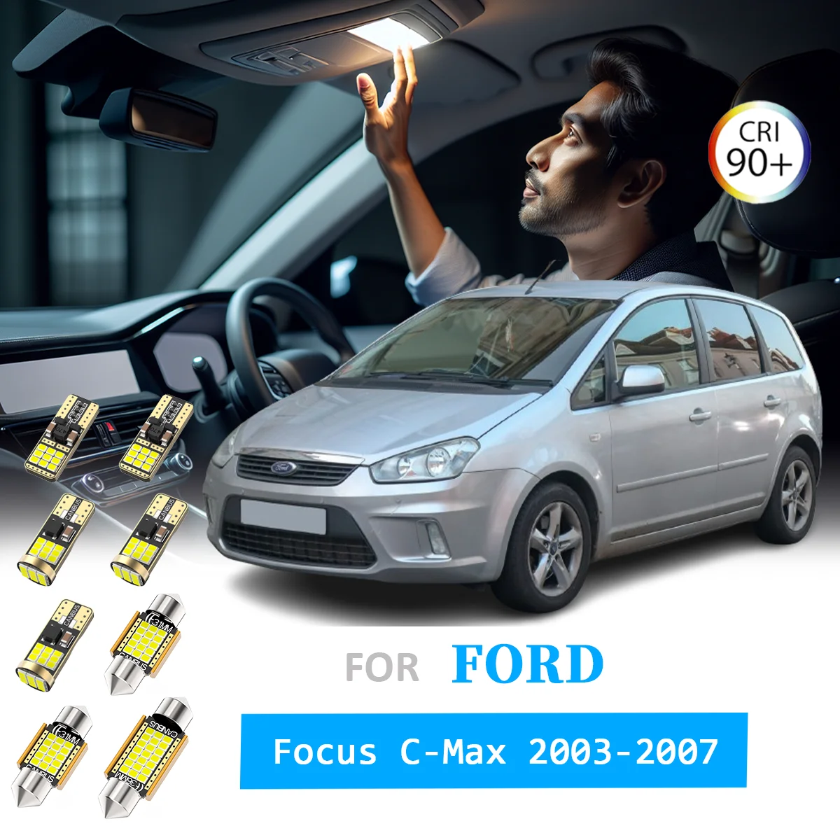

AENVTOL 16 шт. для Ford Focus C-Max C Max 2003 2004 2005 2006 2007 светодиодная лампа внутреннего освещения багажника комплект аксессуаров Canbus без ошибок