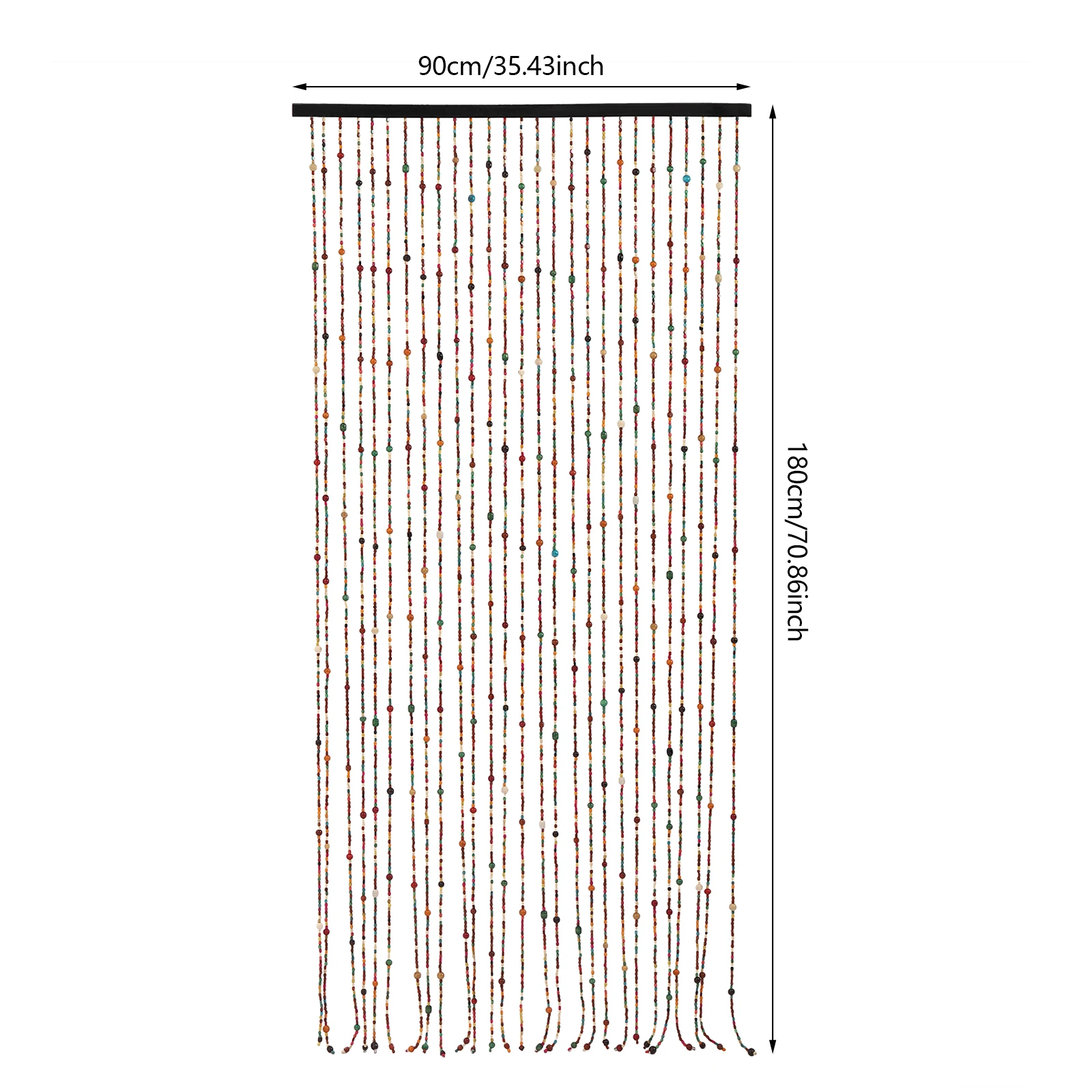 LOYALHEARTD Wood Beaded Curtain 27 Line Wave Dense Fringe Beaded Door Curtain for Porch Bedroom Living Room Divider 90cm*180cm