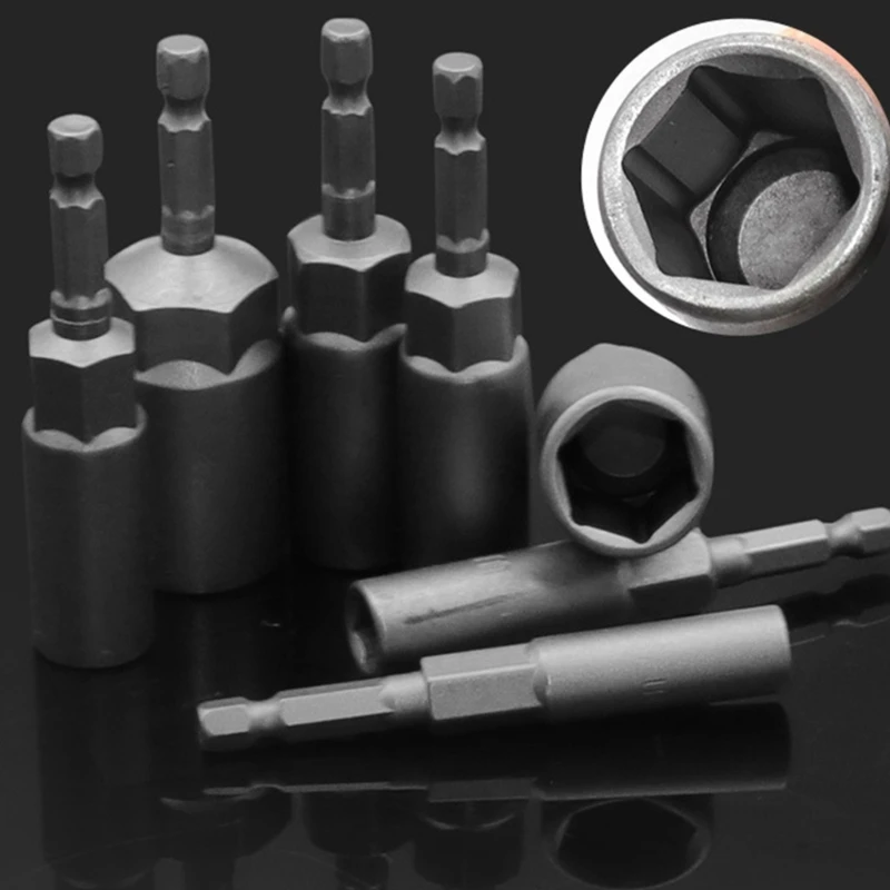 Tác Động Ổ Cắm 1/4Inch Hệ Mét Tác Động Sâu Cờ Lê Lục Giác Ổ Cắm Đầu Bộ Chuyển Đổi Cờ Lê Adapter Ổ Cắm Dụng Cụ Cầm Tay 6-19 Mm