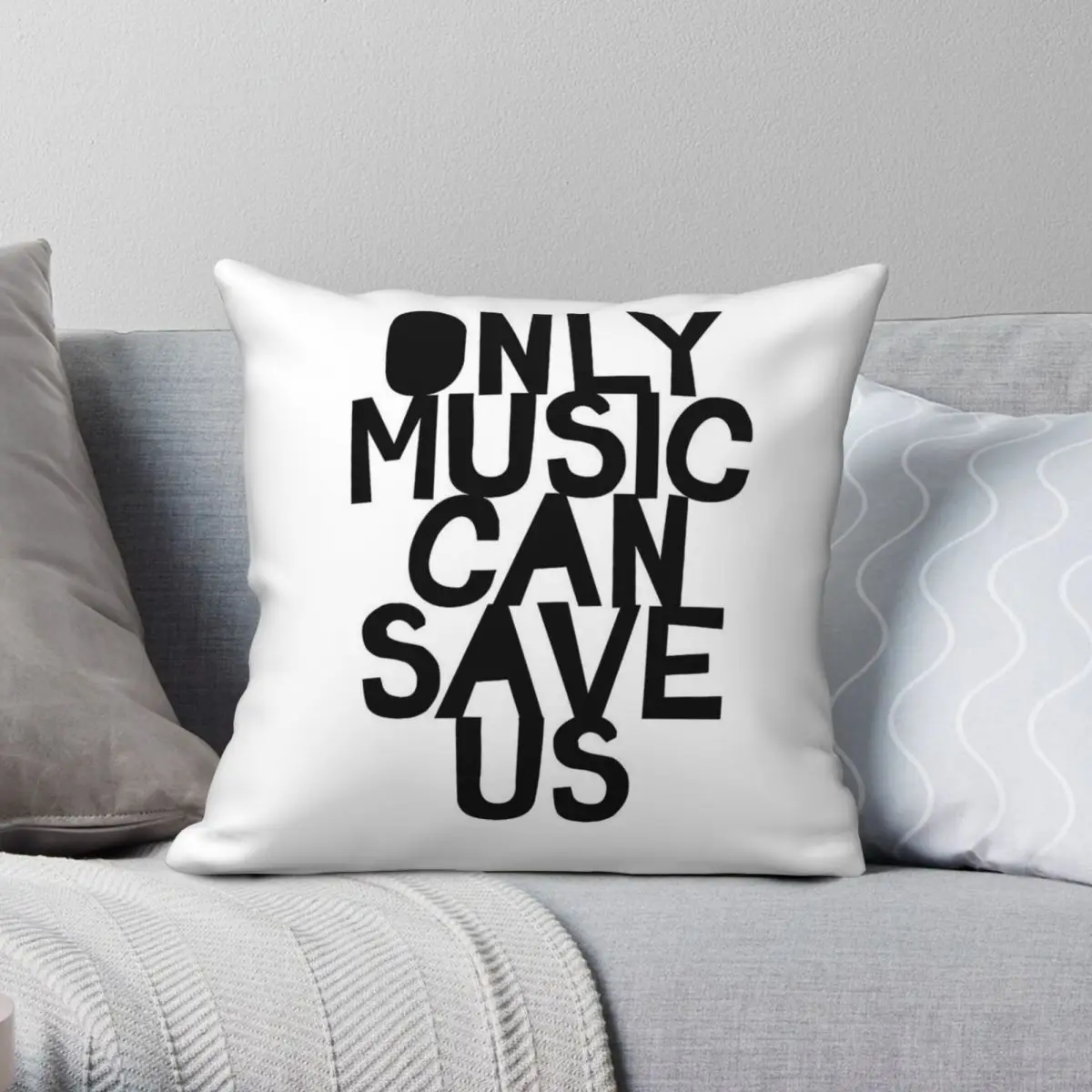 Only Music Can Save Us Square Pillowcase Polyester Linen Velvet Creative Decorative Throw Pillow Case Sofa Seater Cushion Cover