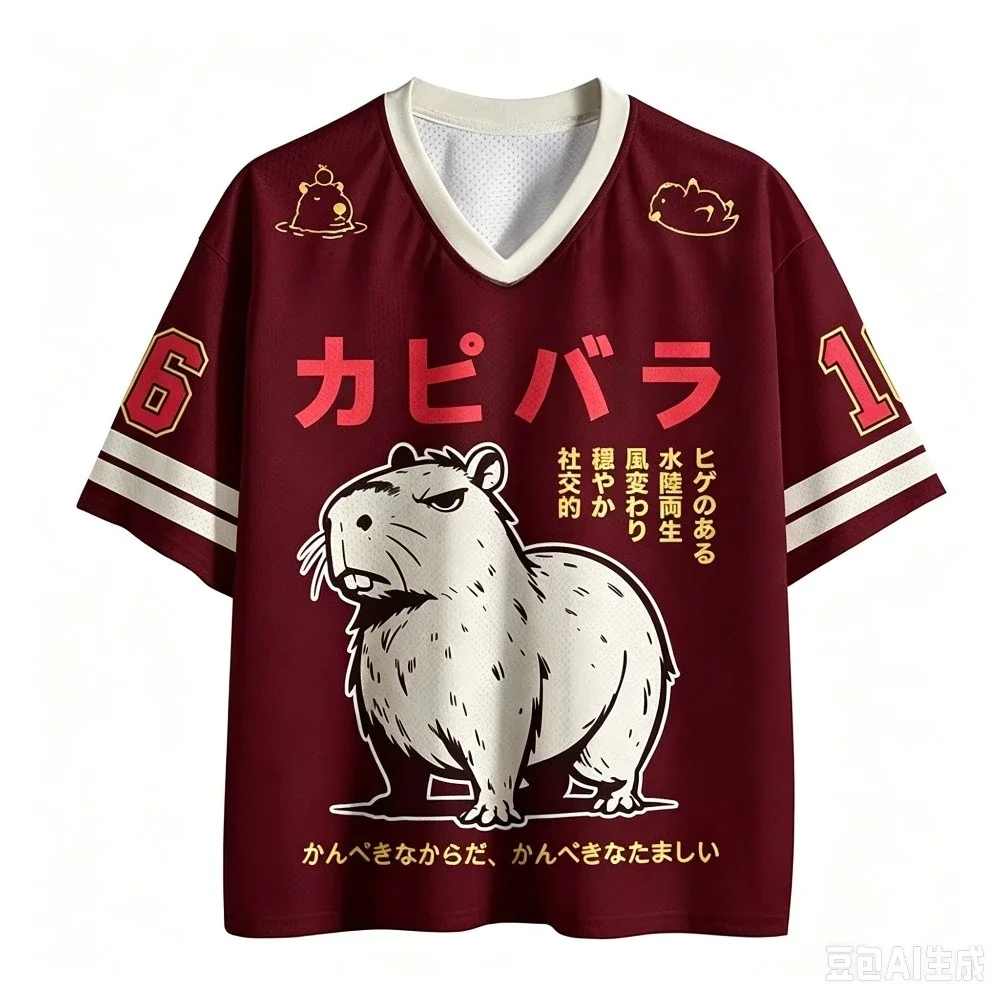 Capybara Japanese 3D Print Men Women Summer Y2K Fashion Casual Fun Street Loose Short-sleeved T-shirt Breath Parent-Child Cloth